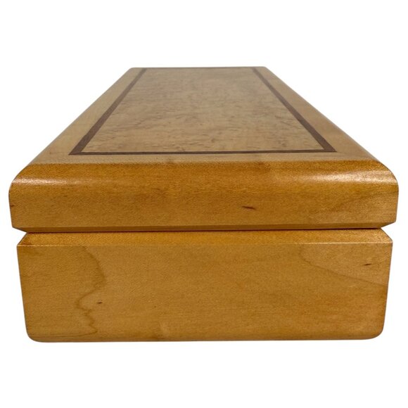 Hand Made Rectangle Wooden Jewelry Box Velvet Lining Hinged Lid Birdseye Maple - Picture 4 of 9